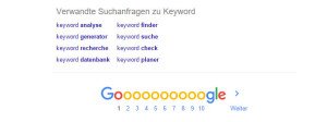 Verwandte Suchanfragen zu Keyword bei Google