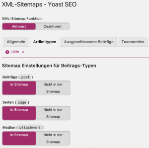 Yoast SEO Anleitung - Sitemap konfigurieren