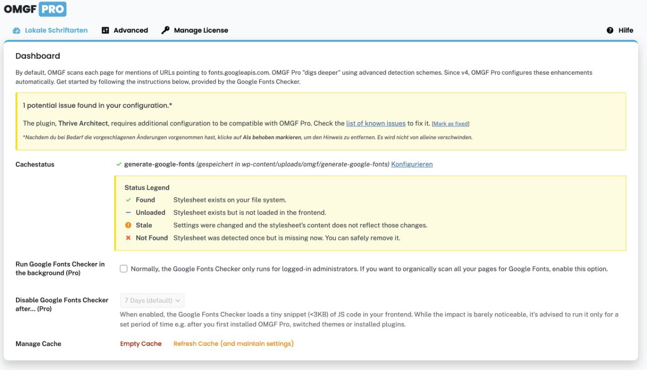 omgf google fonts lokal laden