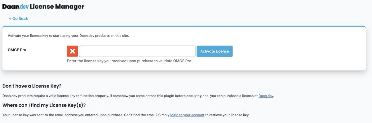 Screenshot des Lizenz Managers in OMGF Pro