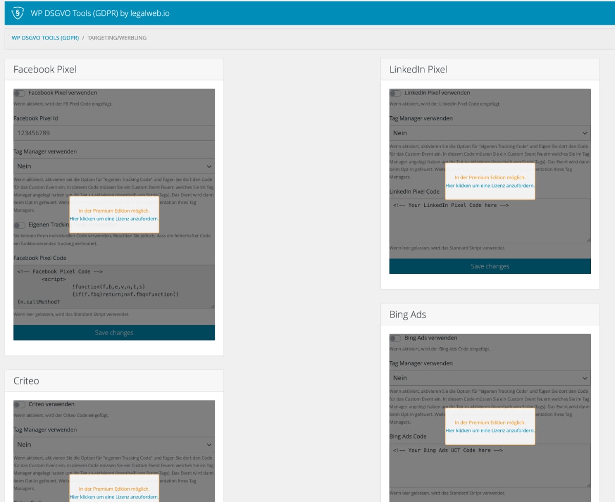 Premium-Funktionen im WP DSGVO Tools Plugin