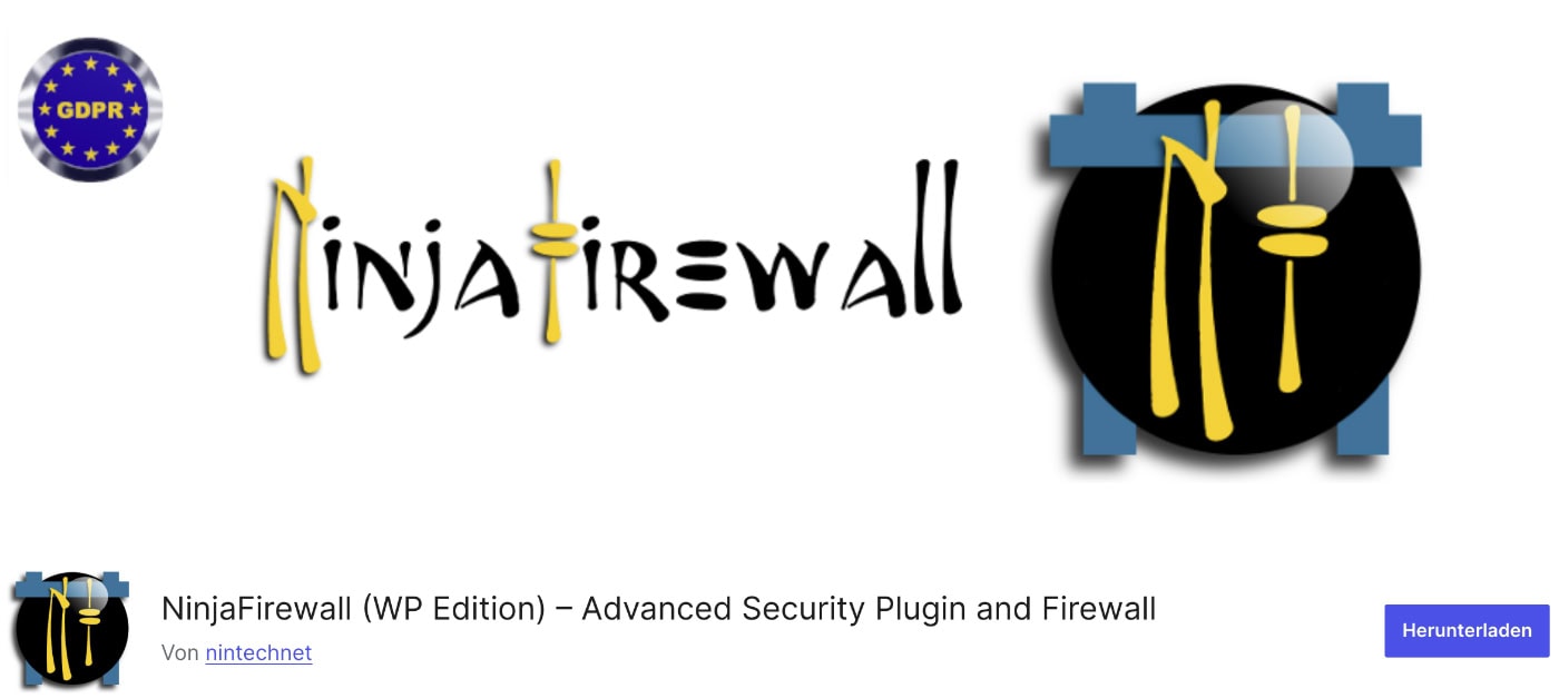 Screenshot des NinjaFirewall Headbilds mit Logo und Namen.