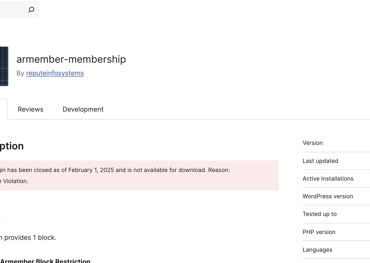 ARMember im WordPress-Plugin-Verzeichnis