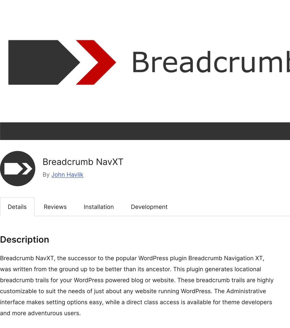Breadcrumb NavXT im WordPress-Plugin-Verzeichnis