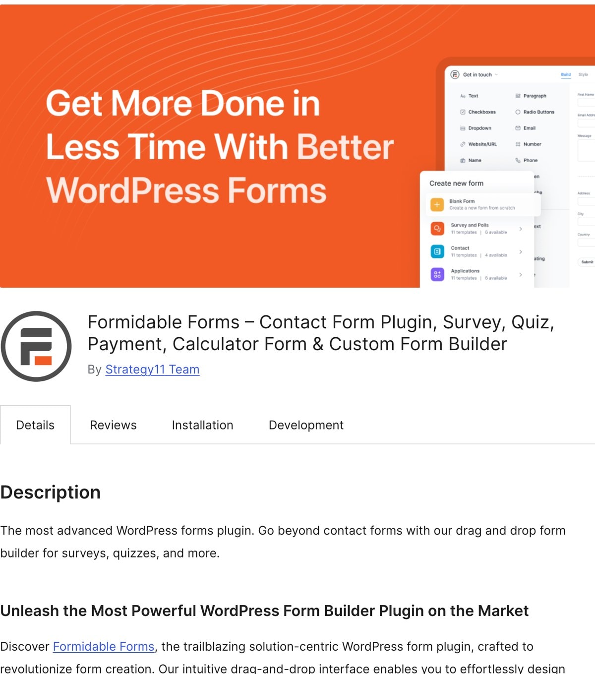 Formidable Forms im WordPress-Plugin-Verzeichnis