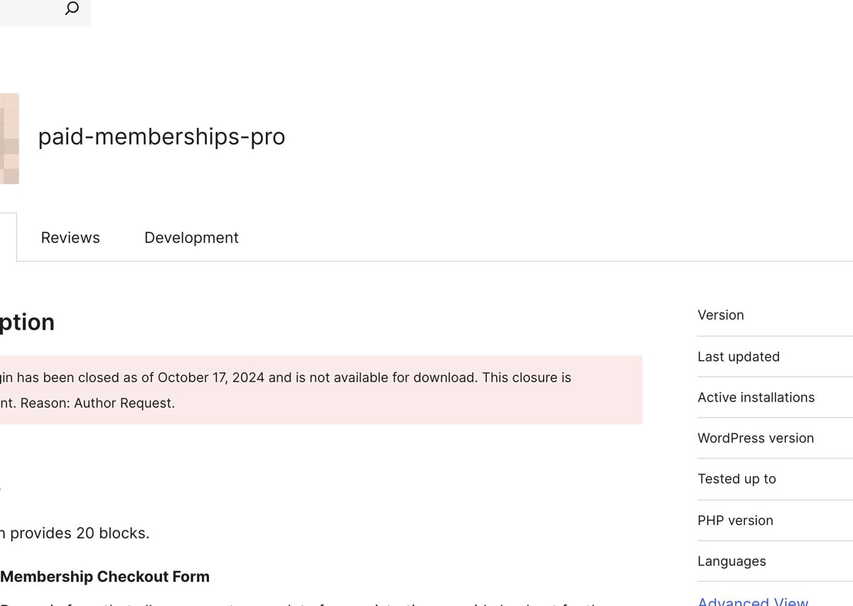 Paid Memberships Pro im WordPress-Plugin-Verzeichnis