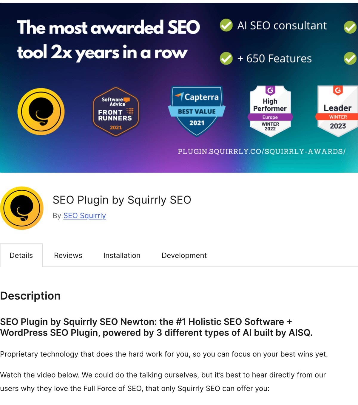 Squirrly SEO im WordPress-Plugin-Verzeichnis
