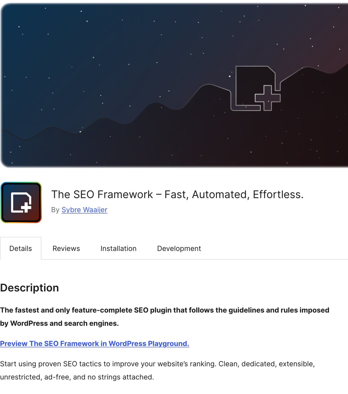The SEO Framework im WordPress-Plugin-Verzeichnis