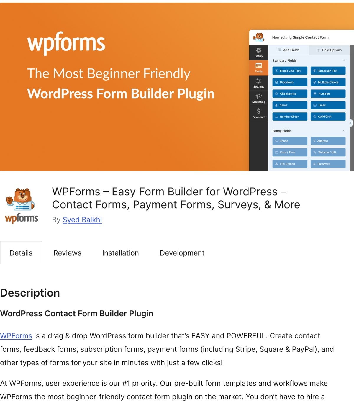 WPForms im WordPress-Plugin-Verzeichnis